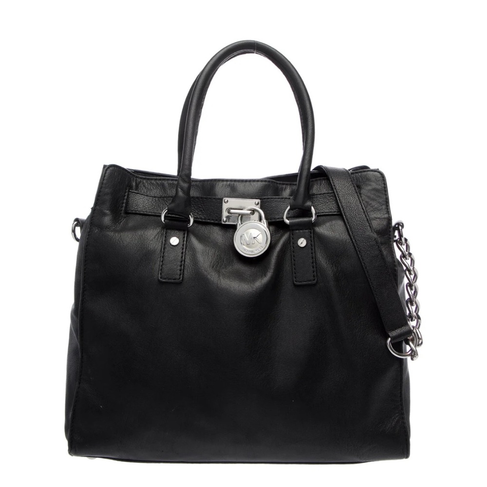 Michael Kors Hamilton Saffiano Leather Across Body Handbag Purse Black